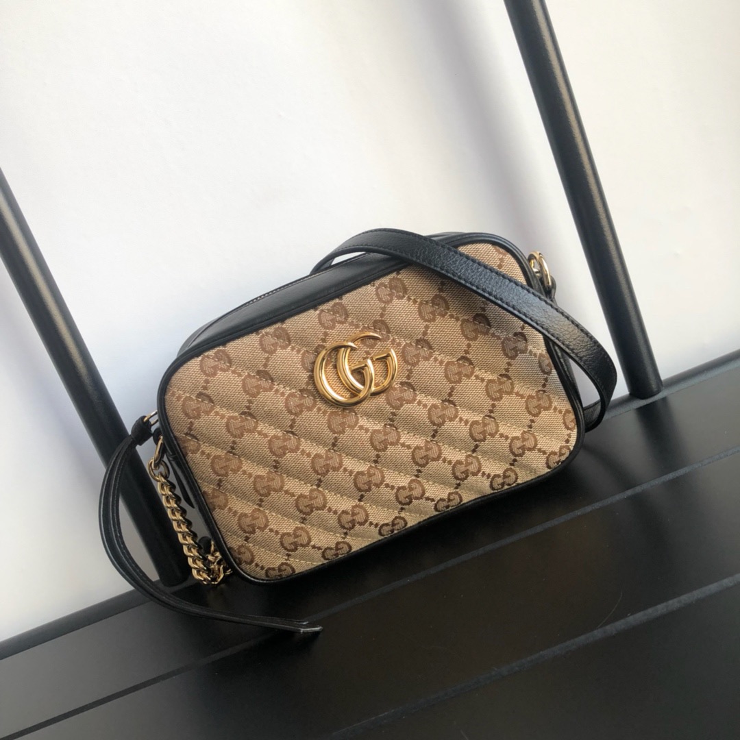 GUCCI 구찌 2020 여성용 구찌 GG 마몬트 마틀라세 미니백 블랙,레드