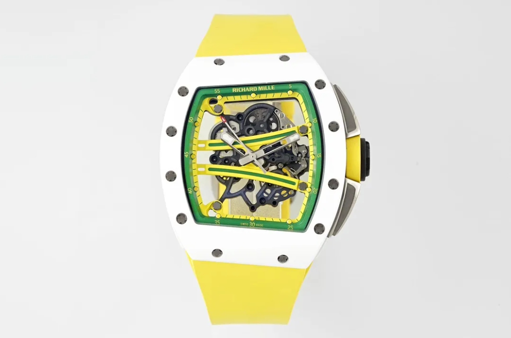 RICHARD MILLE 리차드밀 RM61-01 화이트 세라믹 1:1 베스트 에디션 옐로우 러버 스트랩 RMUL2