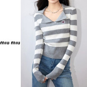 ●10월 판매 12위● MIUMIU 미우미우 그레이 골지 단가라니트