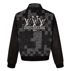 LOUIS VUITTON 루이비통 믹스 레더 바시티 블루종 자켓