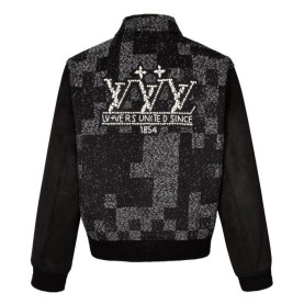 LOUIS VUITTON 루이비통 믹스 레더 바시티 블루종 자켓