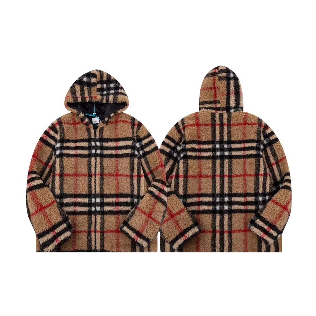 BURBERRY 버버리 체크 플리스 후드 자켓