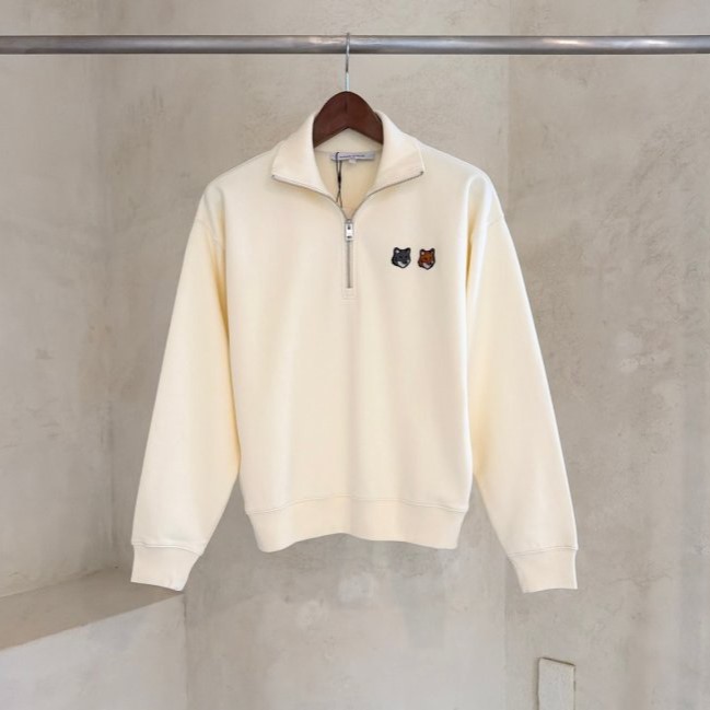 MAISON KITSUNE 메종키츠네 더블 폭스패치 하프 집업
