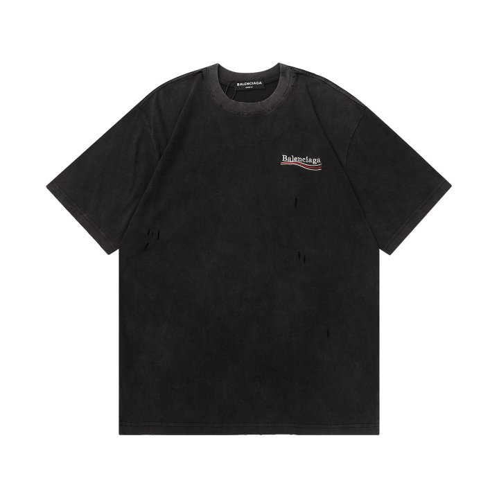 BALENCIAGA 발렌시아가 2319 웨이브 자수 로고 구제 워싱 반팔