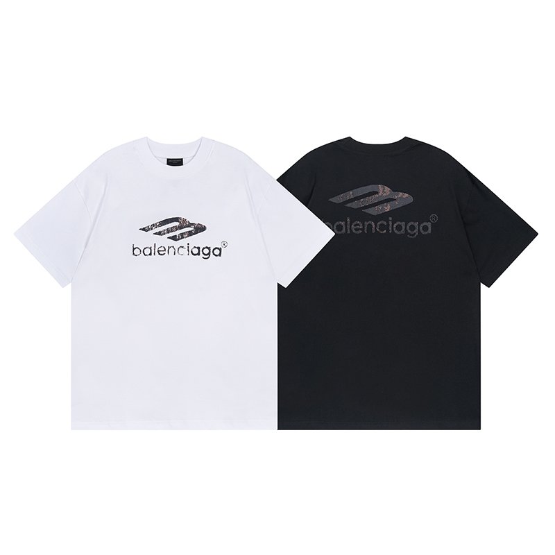 BALENCIAGA 발렌시아가 23110 크랙 3B 스포츠 아이콘 로고 반팔